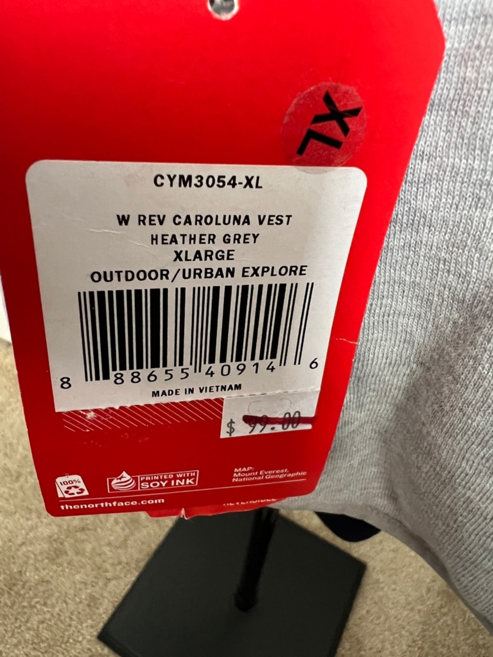 The North Face Reversible Jacket Instruction Tag - Grey